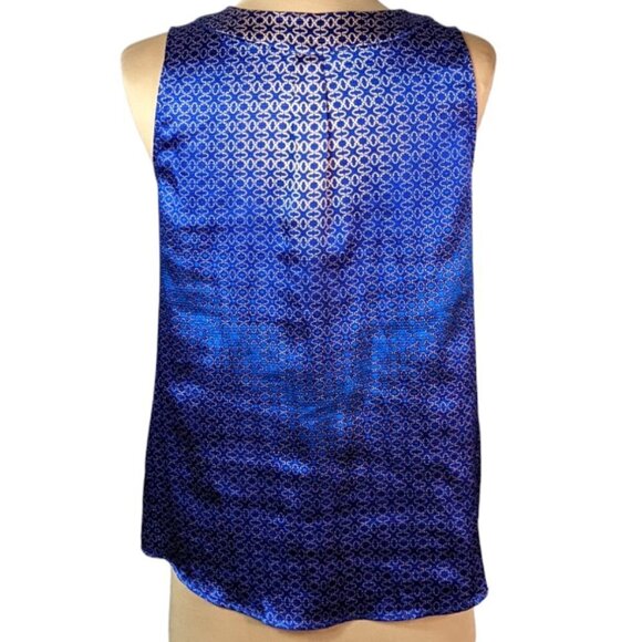 THE LIMITED Patterned Ombre' Sleeveless V-Neck Blouse Blue and Gold Size Medium - Picture 7 of 11